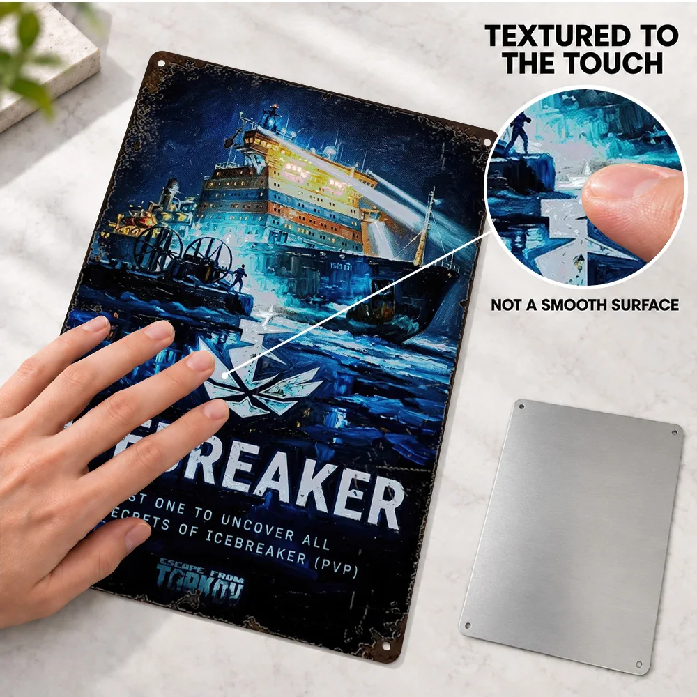 Escape From Tarkov Icebreaker Aluminum Poster Customized Metal Sign Cinematic Illustration Wall Art For Collector Display Room