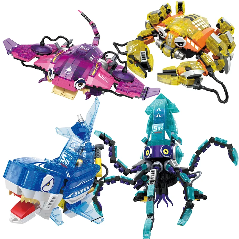 

Deep Sea Drganisms Micro Building Blocks Aquazone Marine Life Ocean Shark Crab Moblila Squio Bricks Animal Toys For Children