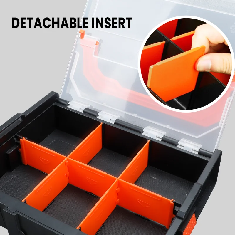 AIRAJ 2/3Layer Tool Storage Box Adjustable 8Grids Compartment Plastic Storage Box Screw Organizer 26*16.8*6cm Pill Hardware Tool