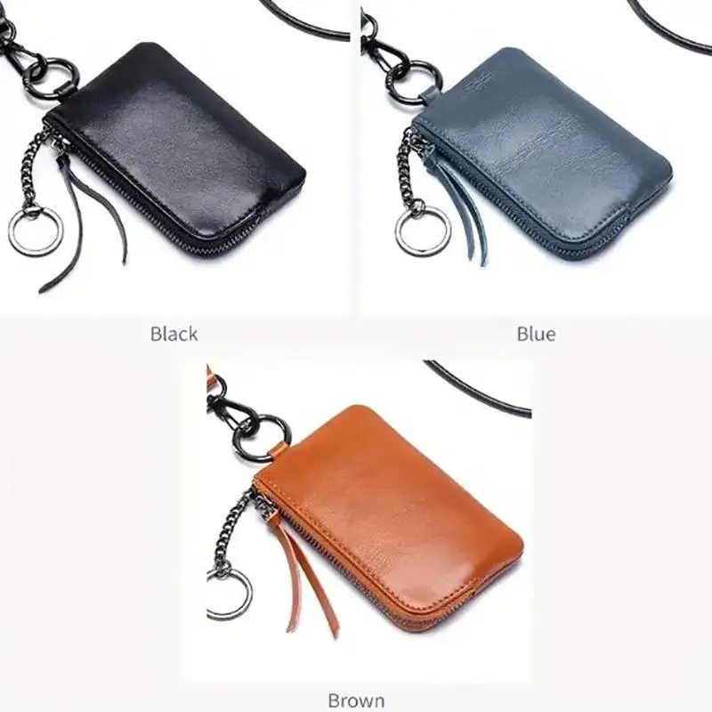 กระเป๋าใส่บัตร PU ขนาดเล็กแบบคล้องคอสำหรับผู้ชายและผู้หญิง พร้อมสายคล้องคอแบบผูกคอ กระเป๋าใส่เหรียญขนาดเล็กอเนกประสงค์ พร้อมพวงกุญแจ