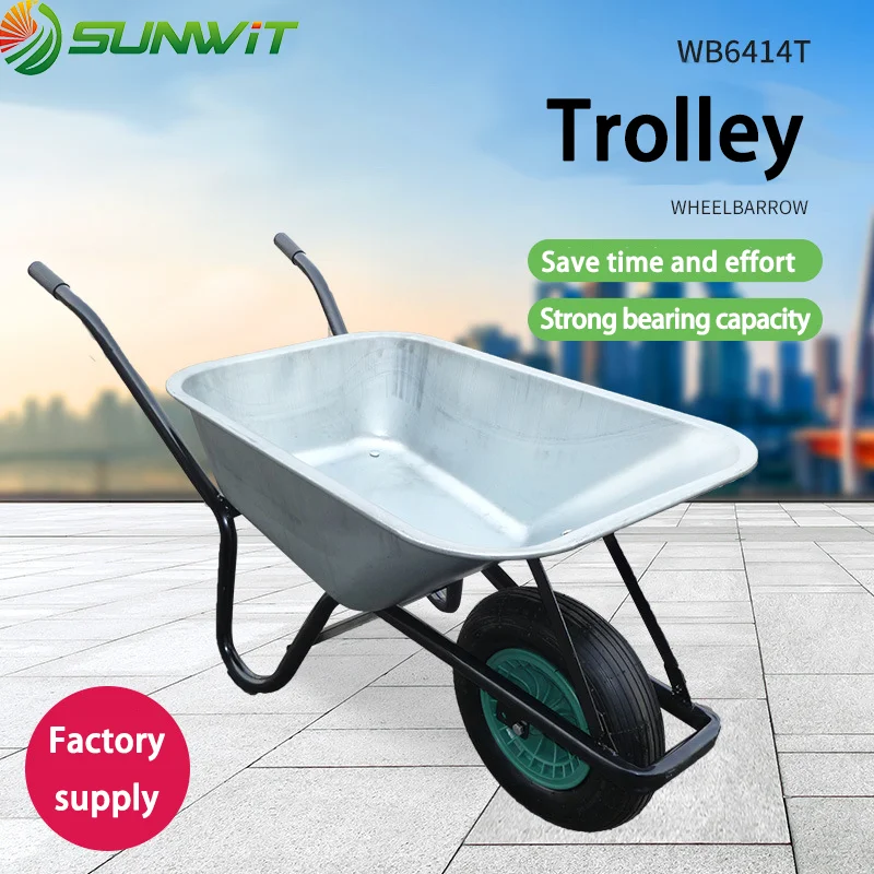 

5 Cubic Foot Wheelbarrow in a Box Heavy Duty Garden Cart with 15 Inch Flat Free Tire for Outdoor Gardening Yards Planting