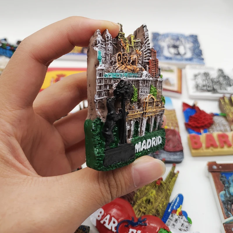 Spain Country Fridge Magnet Souvenir Madrid Barcelona Magnetic Magnets for The Refrigerator Resin Painted Decorative Handicraft