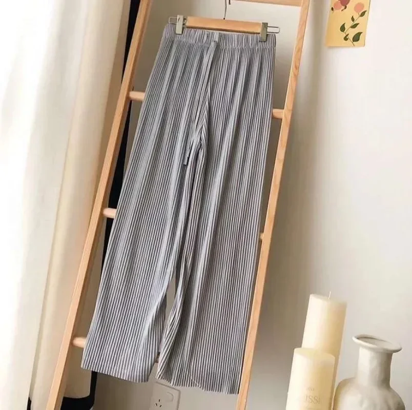 Pantalon ample à jambes larges pour femmes, élastique, taille haute, décontracté, mode coréenne, élégant, Streetwear Y2k, printemps été