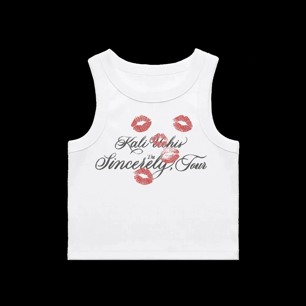 Chaleco de hip-hop KALI UCHIS Sincerely Tour Chaleco corto roscado de algodón Tendencia de moda Y2K Top Chaleco casual deportivo Unisex