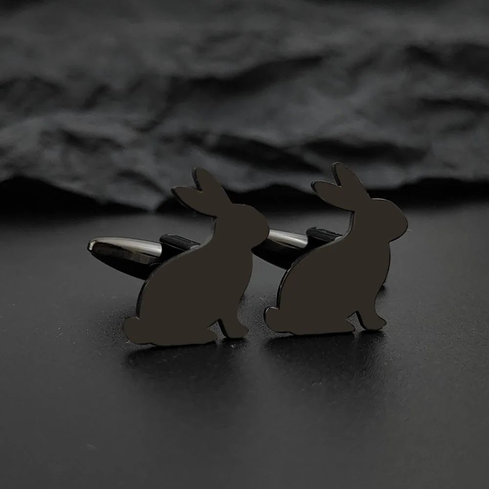 Gemelli con stemma di coniglio in acciaio inossidabile placcato oro, regali di Halloween, Ringraziamento, Natale e Capodanno