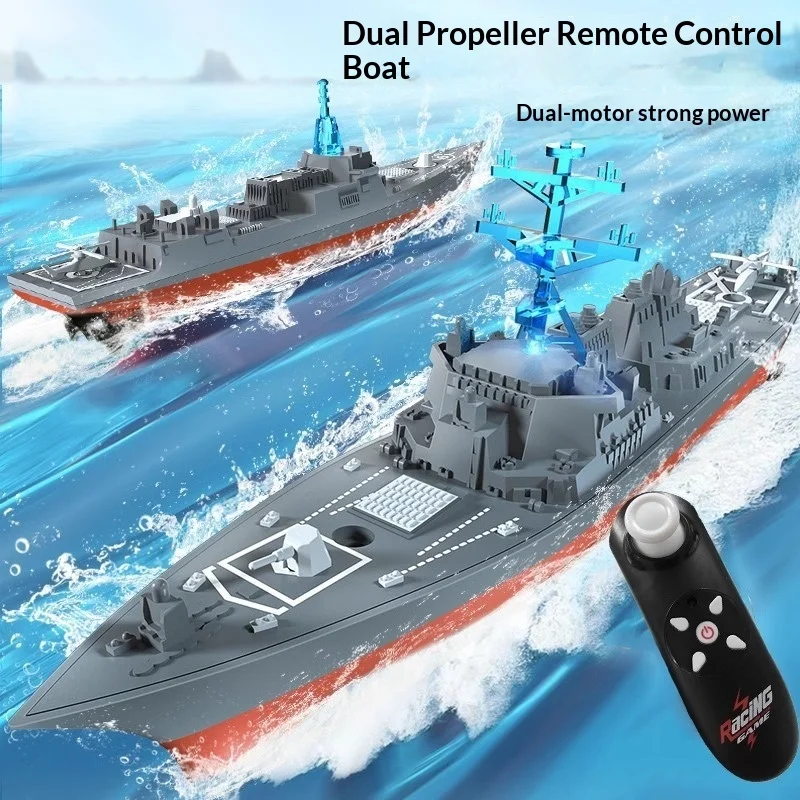 

Mini 24G Remote Control Military Destroyer Electric Waterproof Warship Model For Water Playing Adult Hobby Gift
