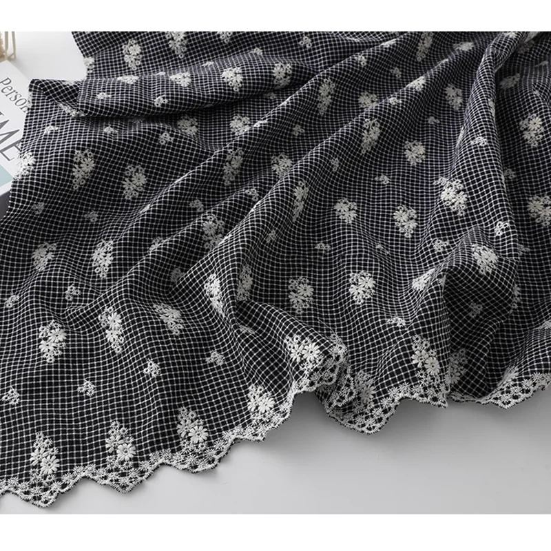 

Polyester Cotton Fabric Floral Embroidery Shirt Dress Handmade DIY Tablecloth Fabric