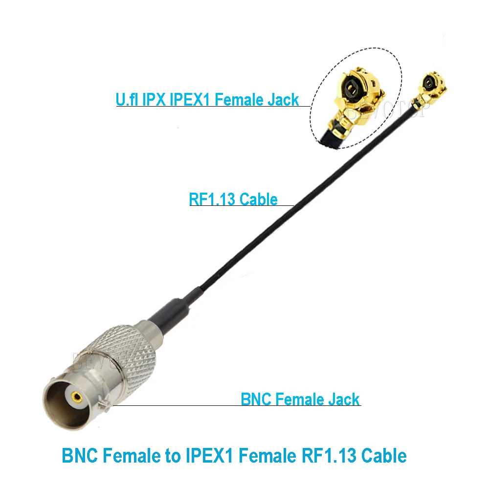 1pcs RF Pigtail 1  UFL to BNC Male / Female RF1.13 Cable Mini PCI WIFI WLAN Antenna Extension Cable RF Jumper BEVOTOP