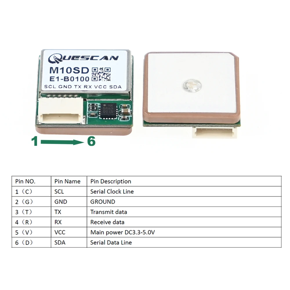 QUESCAN M10-5883 10Hz FPV M10 GPS GNSS Module with Magnetometer QMC5883L for Flight Controller Racing Airplane GPS UBX-M10050-KB