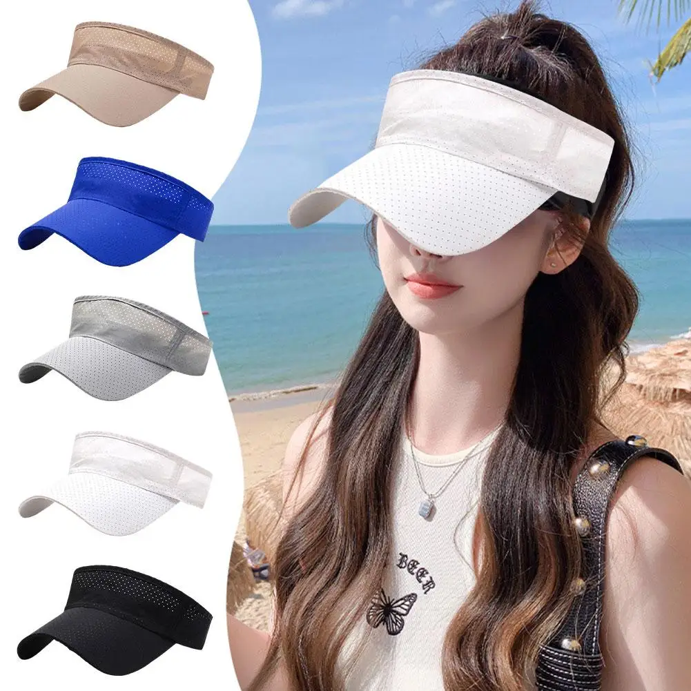 Summer Breathable Air Hats Men Women Adjustable Sports Top Empty Solid Visor Cap Running Uv Screen Hat Te H6f2