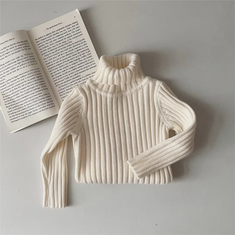 Baby Girl Boy Knitted Ribbed Sweater Turtleneck Spring Autumn Winter Spring Infant Toddler Child Pullover Baby Clothes 1-7Y