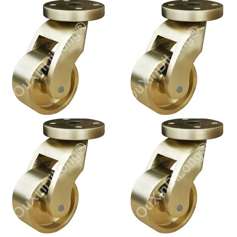 

4PCS European Heavy Duty 1.97" Solid Brass Caster Circular Plate Wheels Table Chair Piano Sofa Roller Furniture Castors GF1019