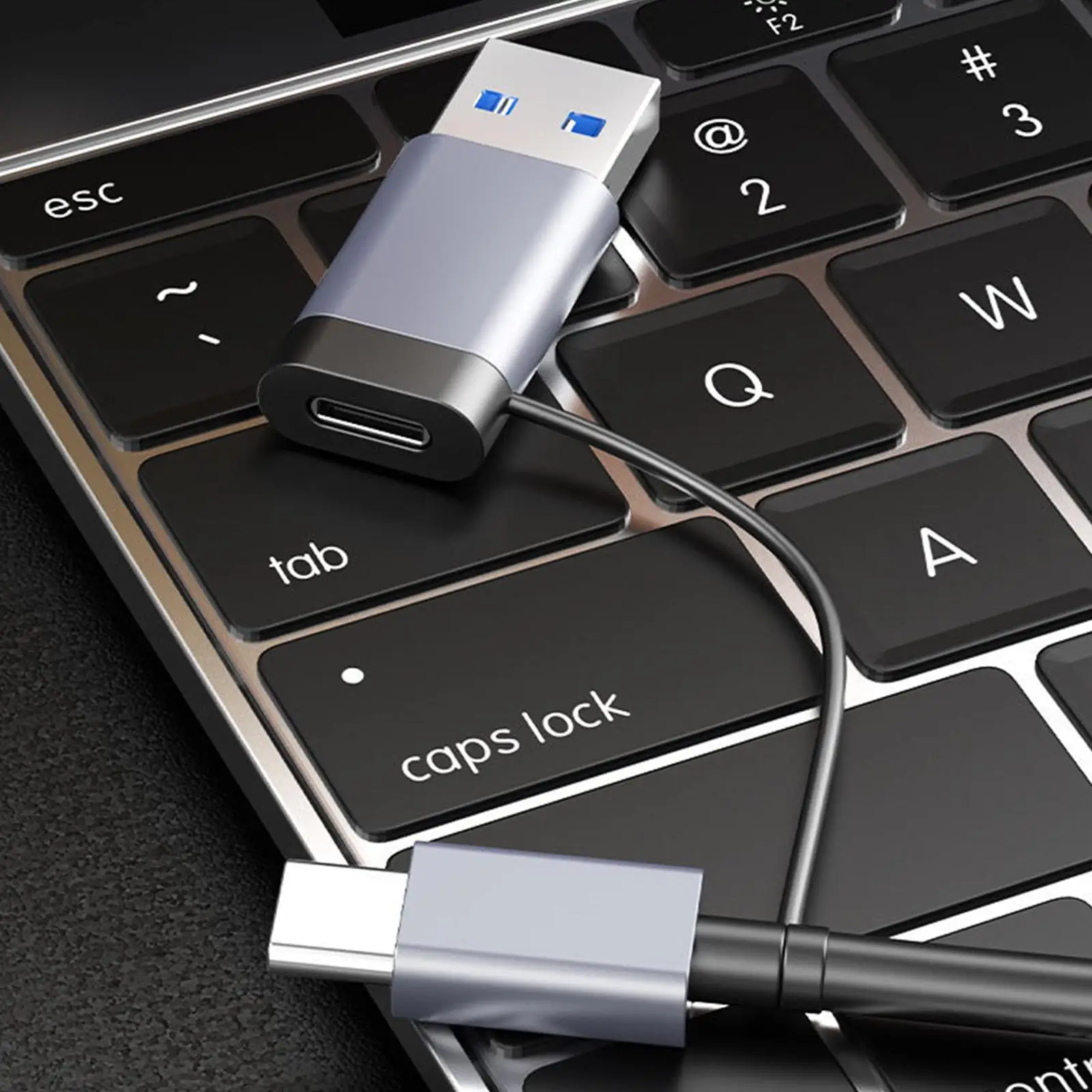 قارئ بطاقات 4 في 1، ملحقات إلكترونية متعددة الوظائف، توصيل وتشغيل واجهة مزدوجة USB C، USB 3.0، SD، TF رمادي