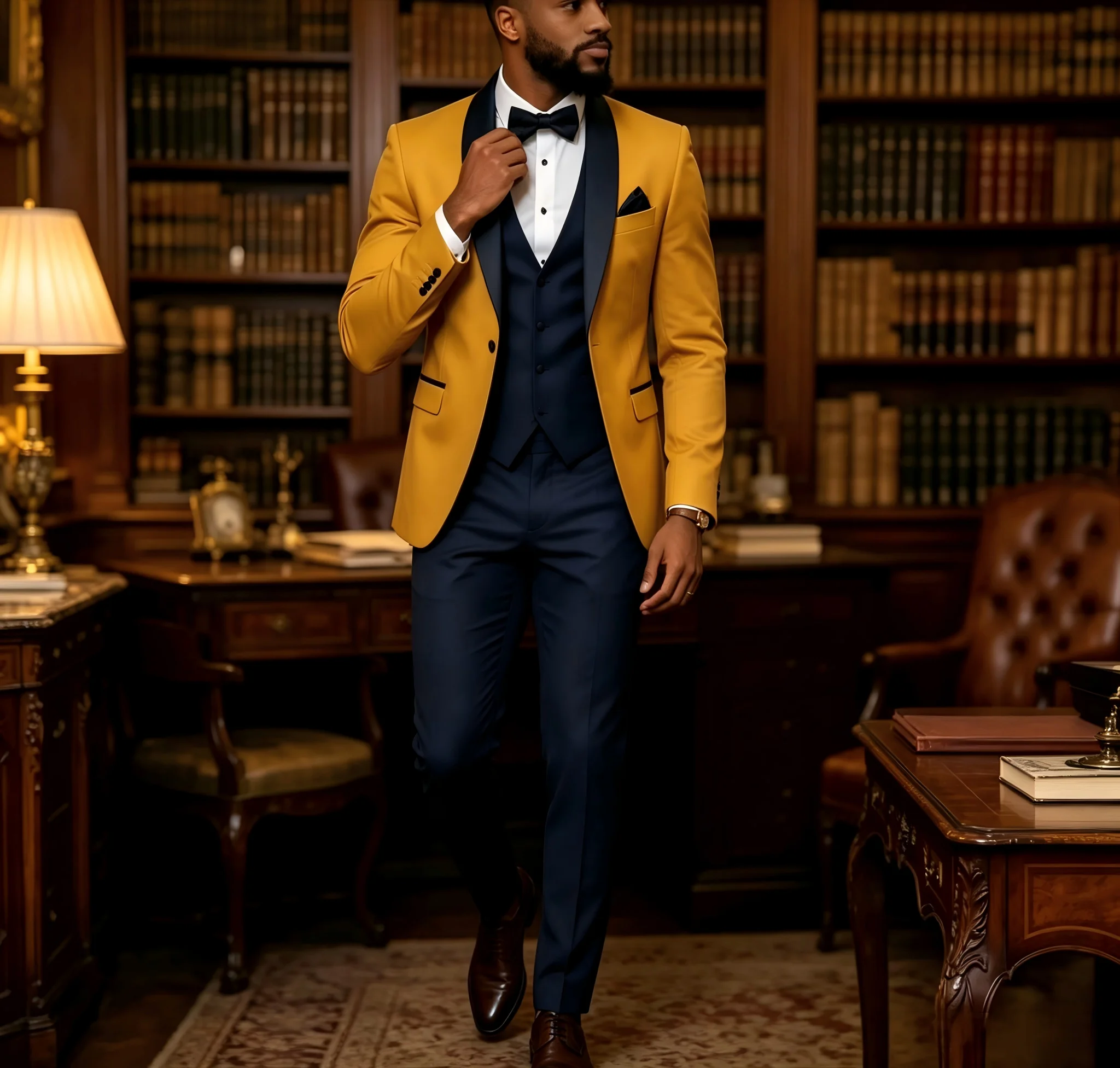 Elegant Men Suits 3 Pieces Groomsmen Groom Tuxedos Wedding Best Man Blazer Sets 3 Pieces (Jacket+Pants+Vest) Costume Homme