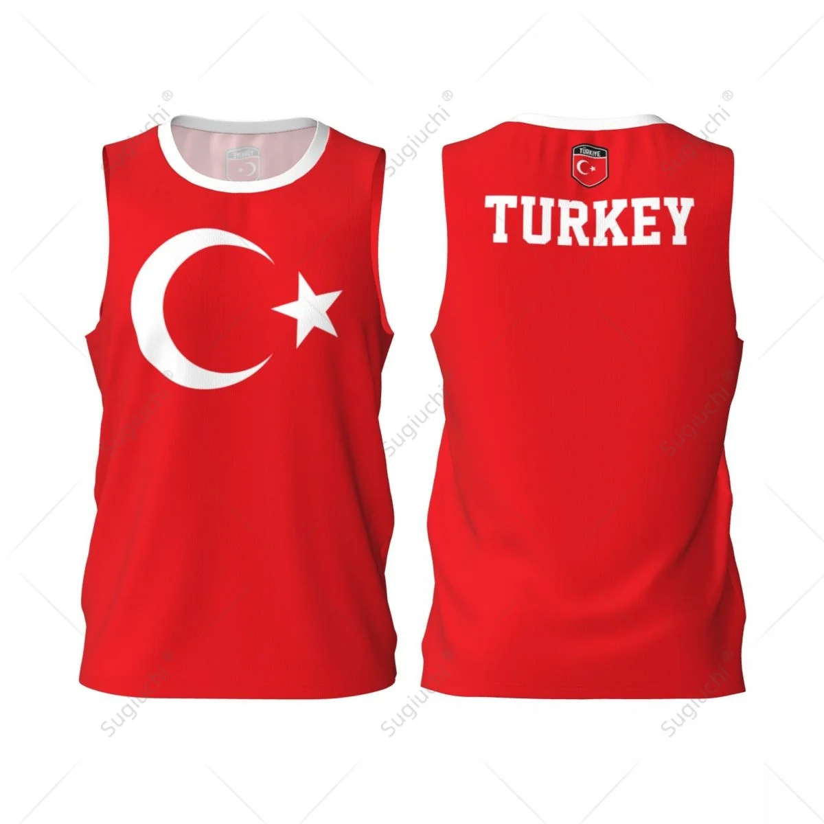 

Turkey Flag Men Basketball Sports Jersey Running Fitness Multifunction Sleeveless tshirt Exclusive Custom Name Nunber