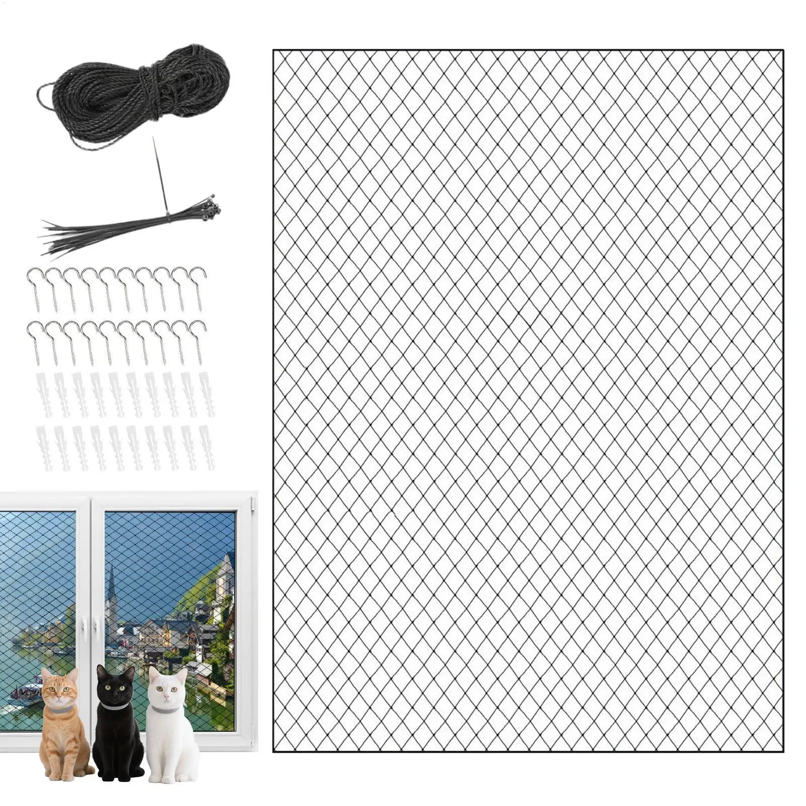 

Защитный барьер для балкона от кошек, всепогодная защитная сетка для балконов, ограждение для домашних животных, для использования в помещении, на окнах, патио, в квартирах, на улице