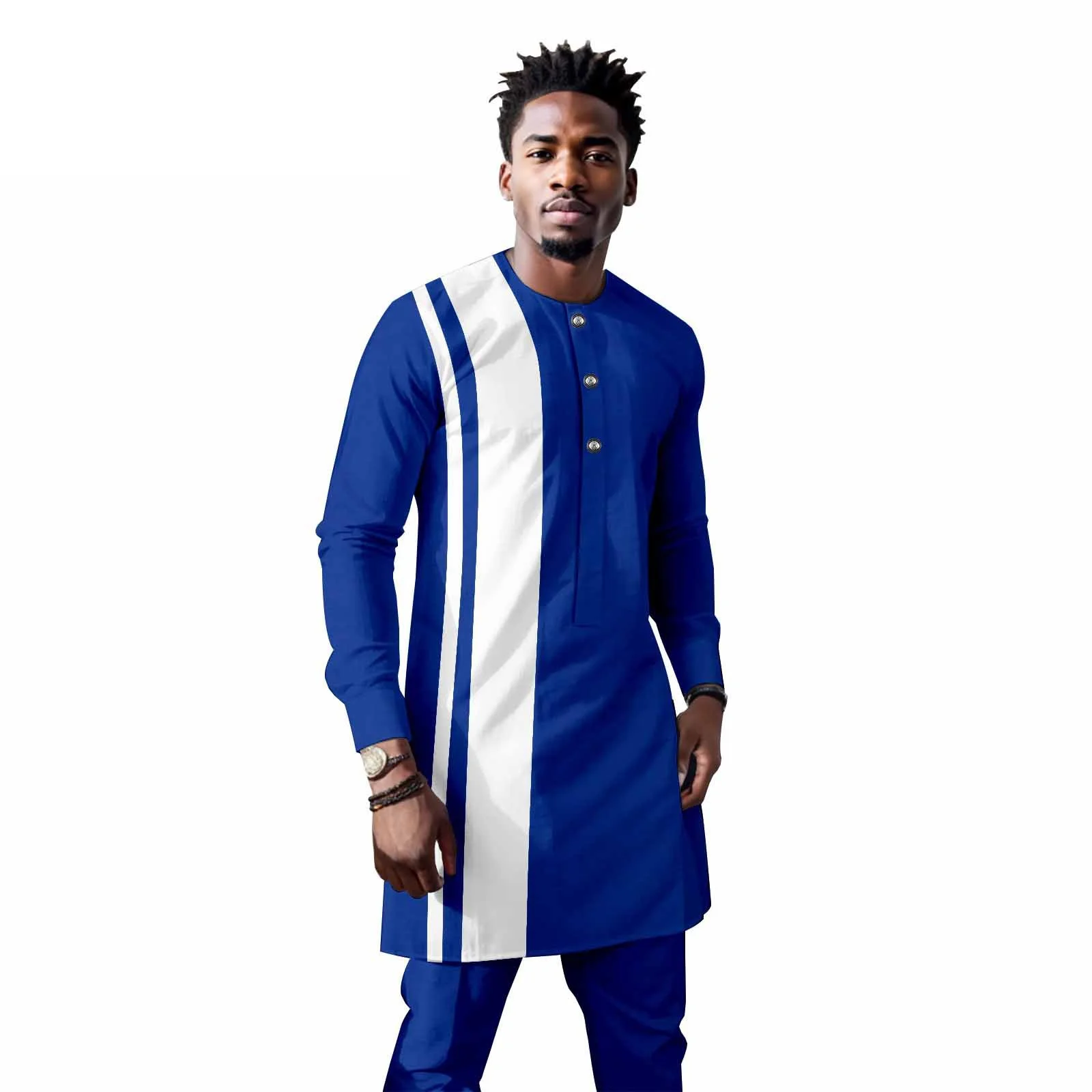 2023 Dashiki Men Tracksuit 2 Piece African Shirts and Ankara Pants Suits Plus Size Outwear Clothes Wear Plus Size Casual Outfit