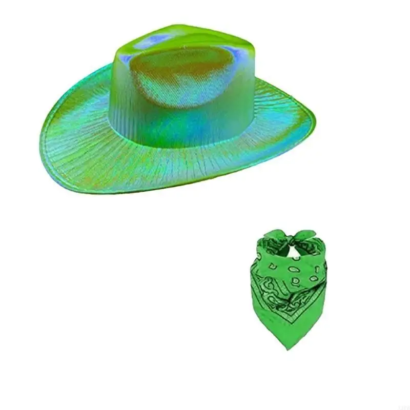 

Fancy Color Cowboy Hats Face Cover for Women Men Thick Fabric Cowboy Hat with Brim Western Felt Hat Cosplay Tools