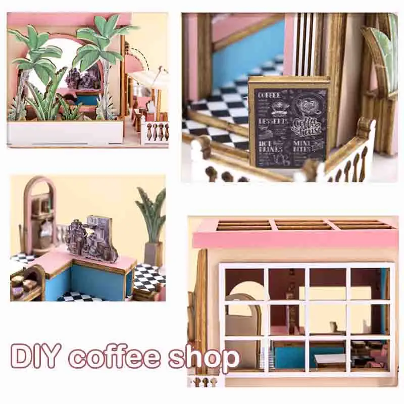 Kinder handgemachte DIY kleine Holzhaus 3D Holzpuzzle Gebäude Modell kreative Puzzle Spielzeug Geschenk