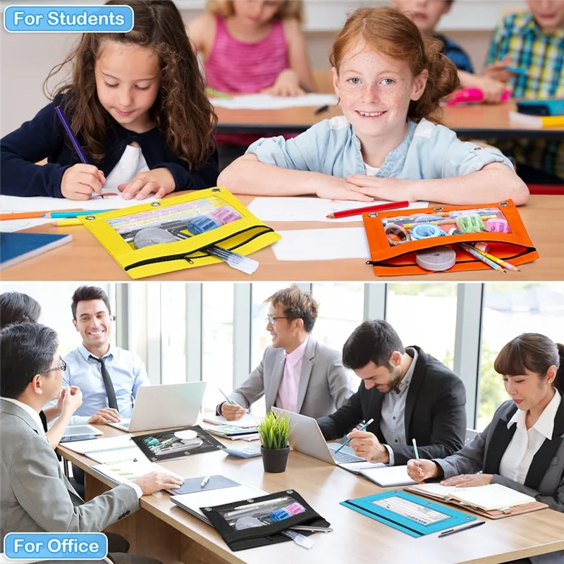 30 عبوة من حقيبة أقلام الرصاص، حقيبة أقلام رصاص لـ 3 حلقات، حقيبة أقلام رصاص بسحاب للمدرسة والمنزل والمكتب