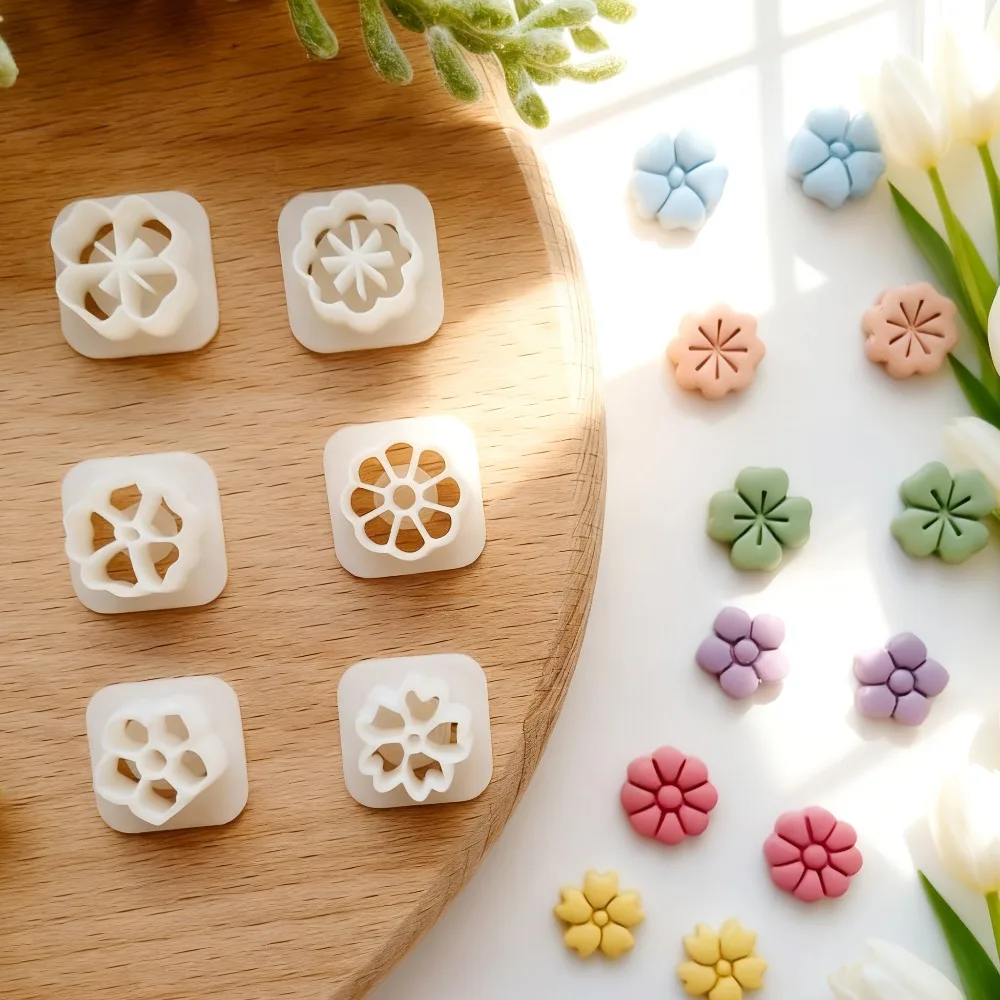 6Pcs Mini Romantic Flower Polymer Clay Cutters Set, Spring Daisy Molds for DIY Handmade Earrings & Jewelry Making
