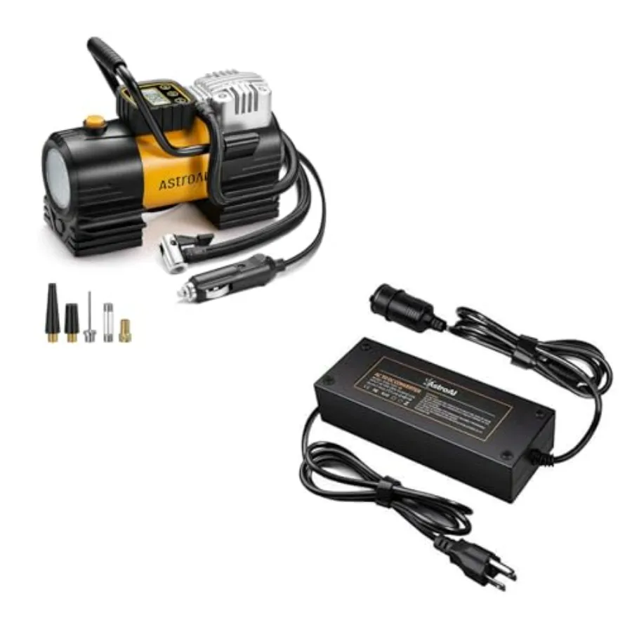 

Накачитель автомобильных шин 150 фунтов на квадратный дюйм с преобразователем переменного тока в постоянный, 10 А, 120 Вт, 7,78 футов, 110 В до 12 В, красный портативный воздушный компрессор для автоматического обслуживания