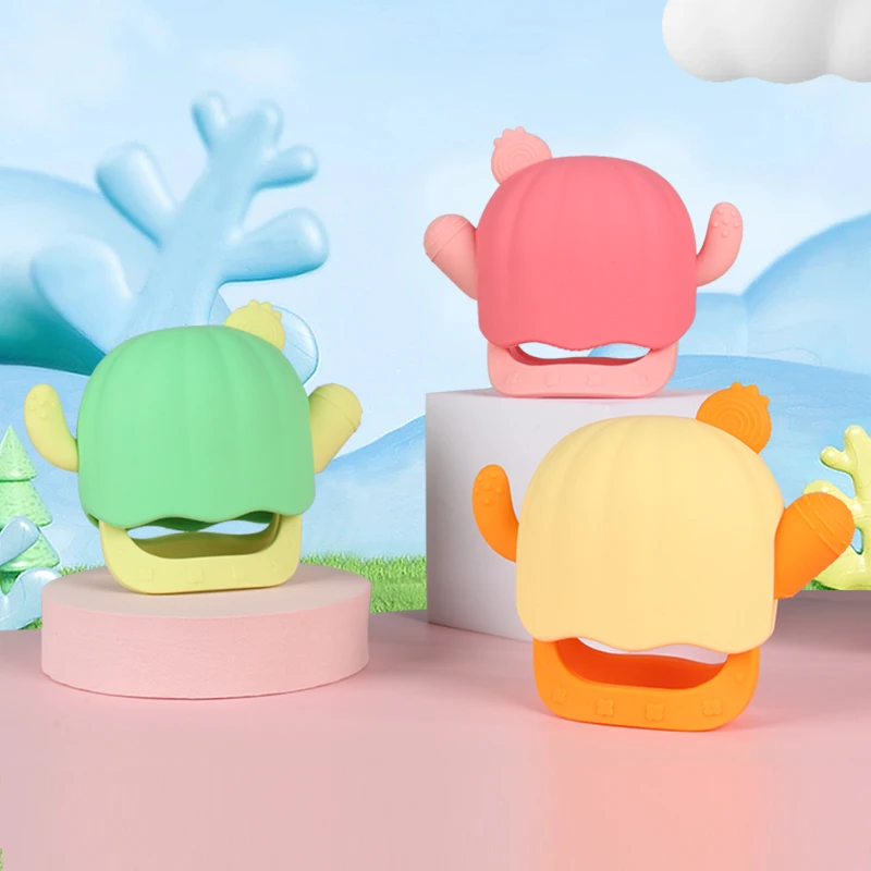 1 pz giocattoli per massaggiagengive per bambini da 0 a 12 mesi allenamento forza di presa forma di cactus bambino rinato morbido silicone accessorio per bambini giocattolo da masticare