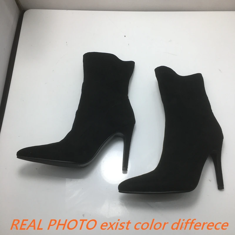 ORCHALISA Fashion 10cm Stiletto Heel Faux Leather Ankle Boots Autumn Antislip Shoes Big Size 45 46 47 48 US17 Silver image 6
