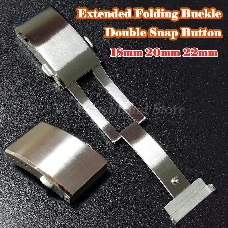 New Extended Folding Watch Buckle for Seiko18mm 20mm 22mm High-grade Luxury Diver Solid Steel Double Snap Buckles Clasp