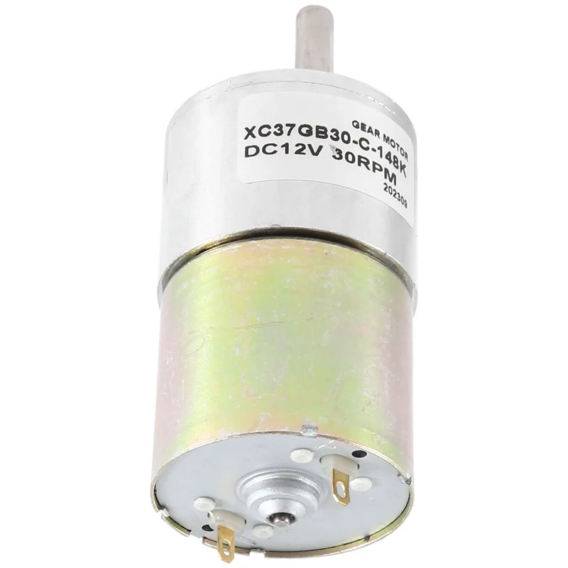 MAKE-DC 12V 30RPM Motor de engranaje de alto par eléctrico Mini Motorreductor de reducción de velocidad eje de salida excéntrico caja de cambios de 37Mm
