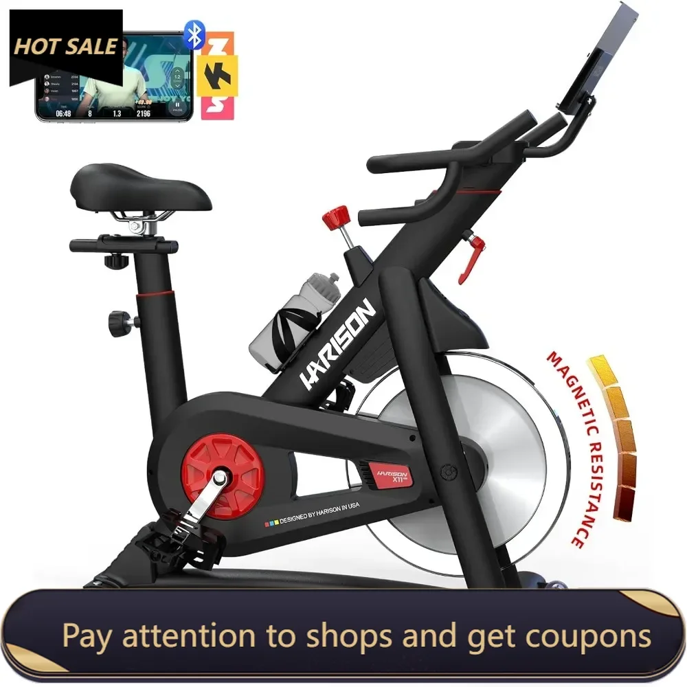 

Semi-Commercial Exercise Bike 400 lbs Capacity, Magnetic Stationary Bikes for Home Gym，Tablet Holder & Comfortable Seat Cushion