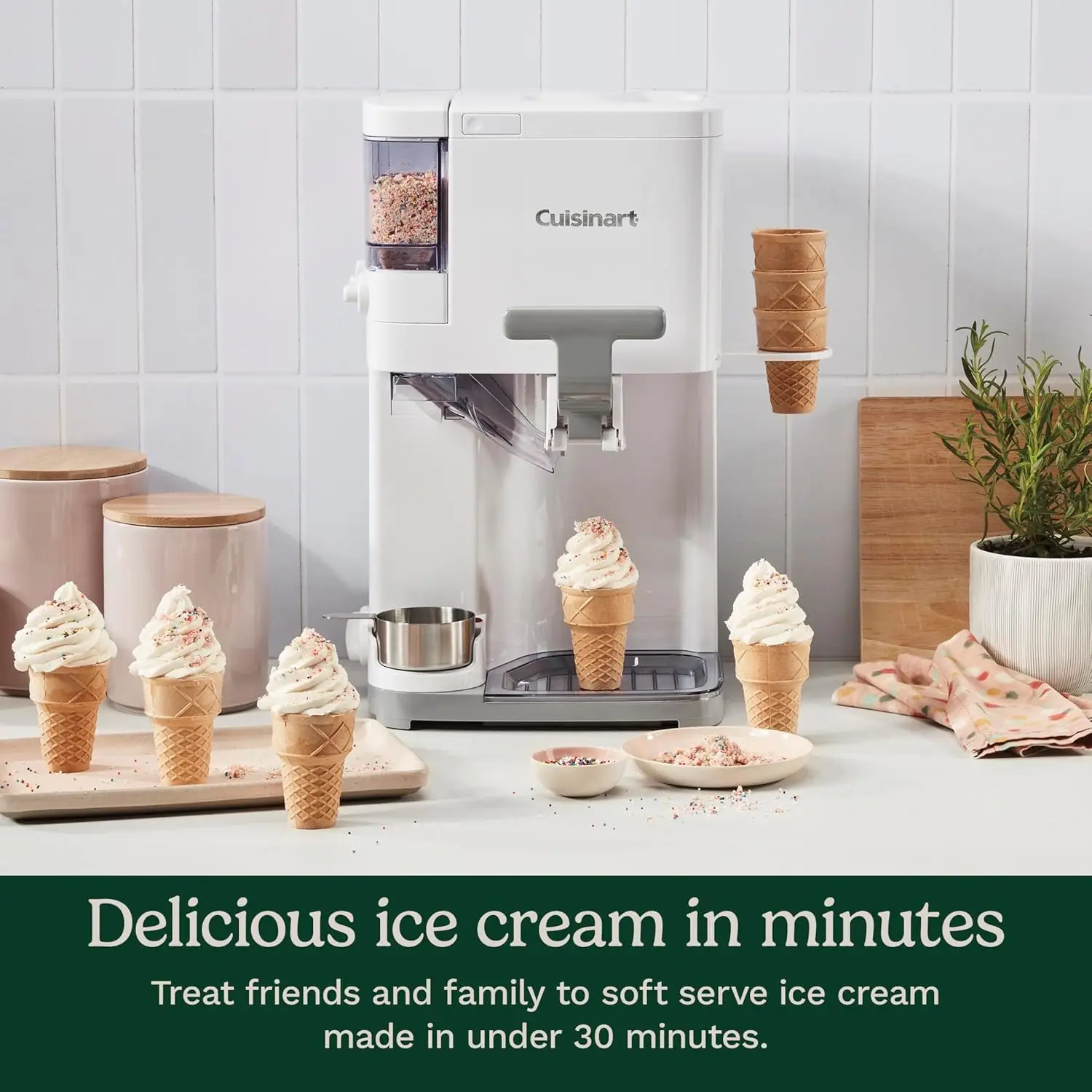 Soft Serve Ice Cream Machine- Mix It In Ice Cream Maker for Frozen Yogurt, Sorbet, Gelato, Drinks 1.5 Quart, White, IC