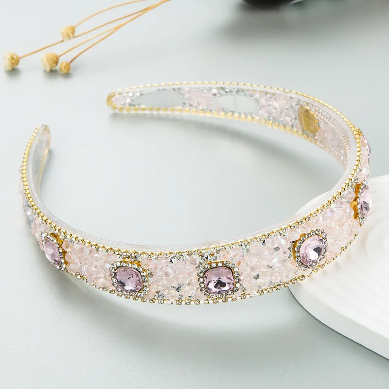 Korean Version of The New Shiny Glass Diamond Transparent Thin Edge Metal Ladies Prom Street Shooting Party Hair Accessories