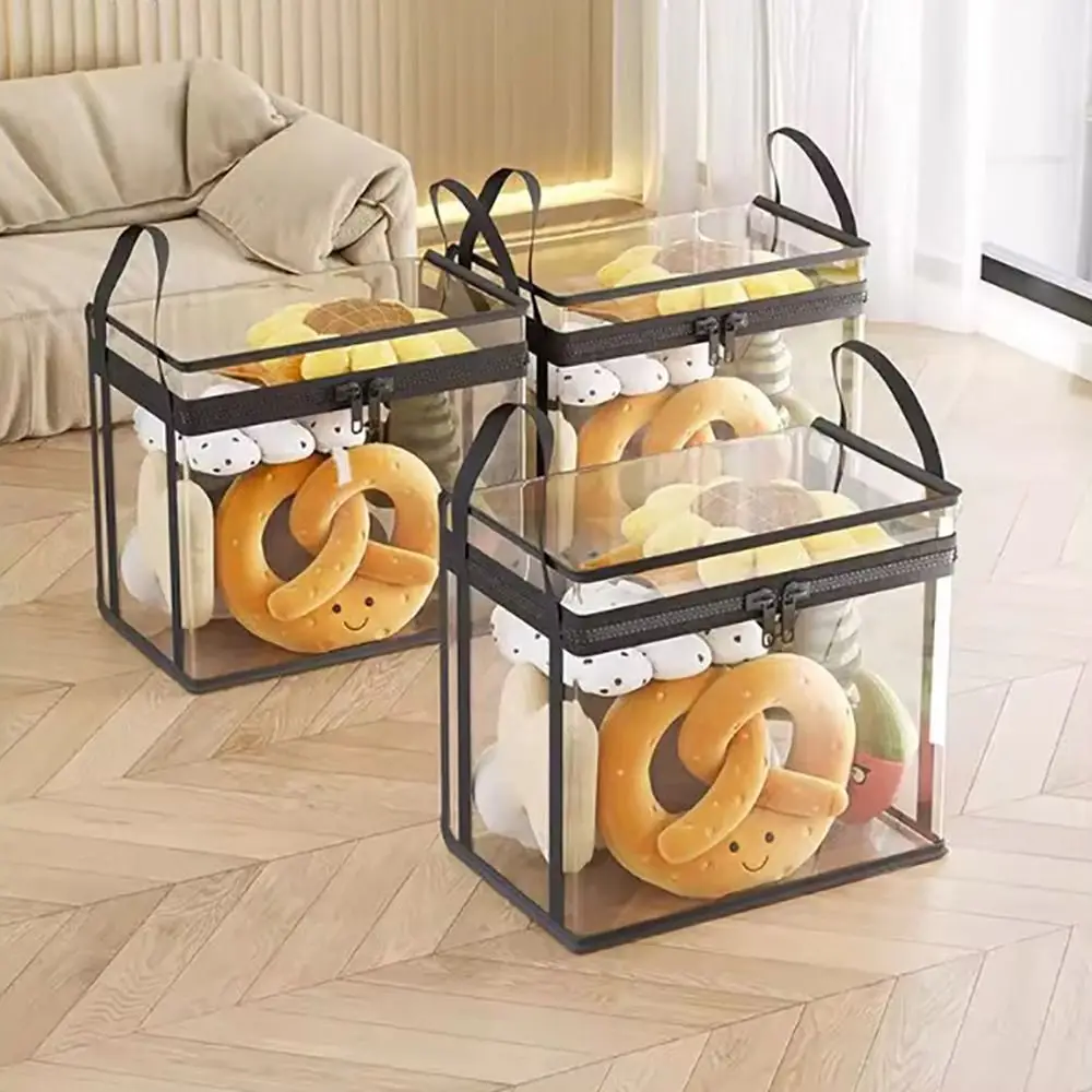 Transparent Visible Doll Storage Bag With Zipper Handle Large Capacity Clear Storage Case Dustproof Stackable Organizer Box