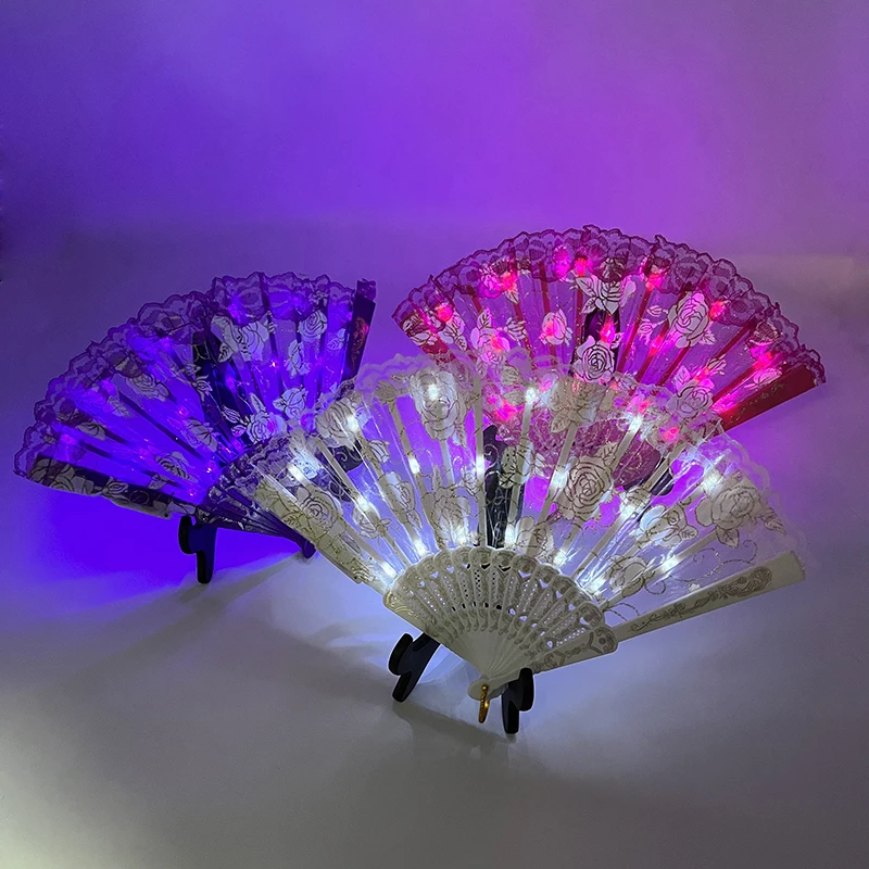 10 Zoll LED Leuchtender Faltfächer für Tanz, Party, Hochzeit, Bühnenauftritte, Shows, Festivals – Bunter LED-Handfächer, Kung-Fu-Fächer – Detail 20