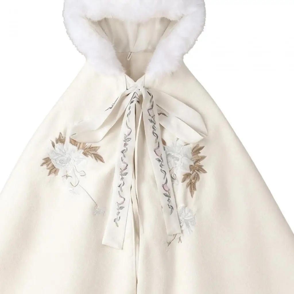 Women Cape Chinese Style Hanfu Cloak Poncho Floral Embroidery Jacket