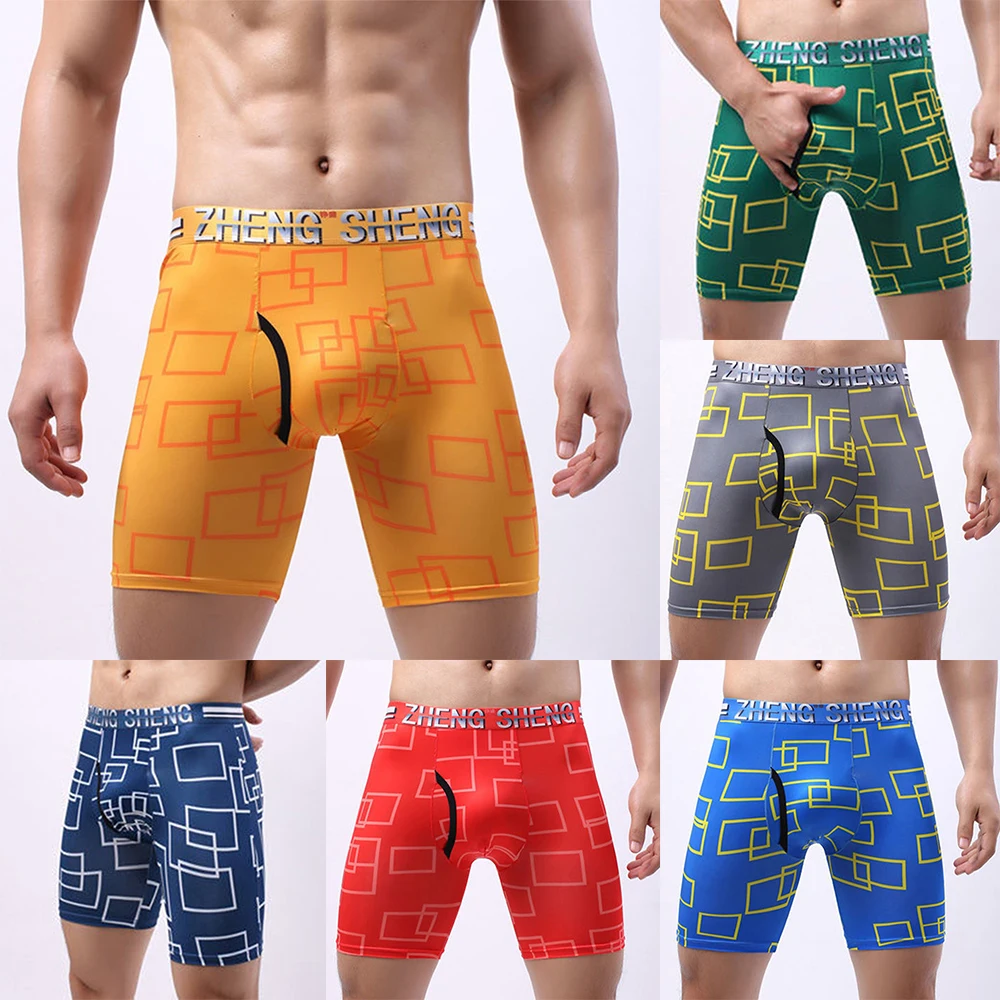 Fashion pakaian tidur panas pakaian dalam sutra es celana dalam kaki panjang kantong celana pendek bikini celana dalam Boxer