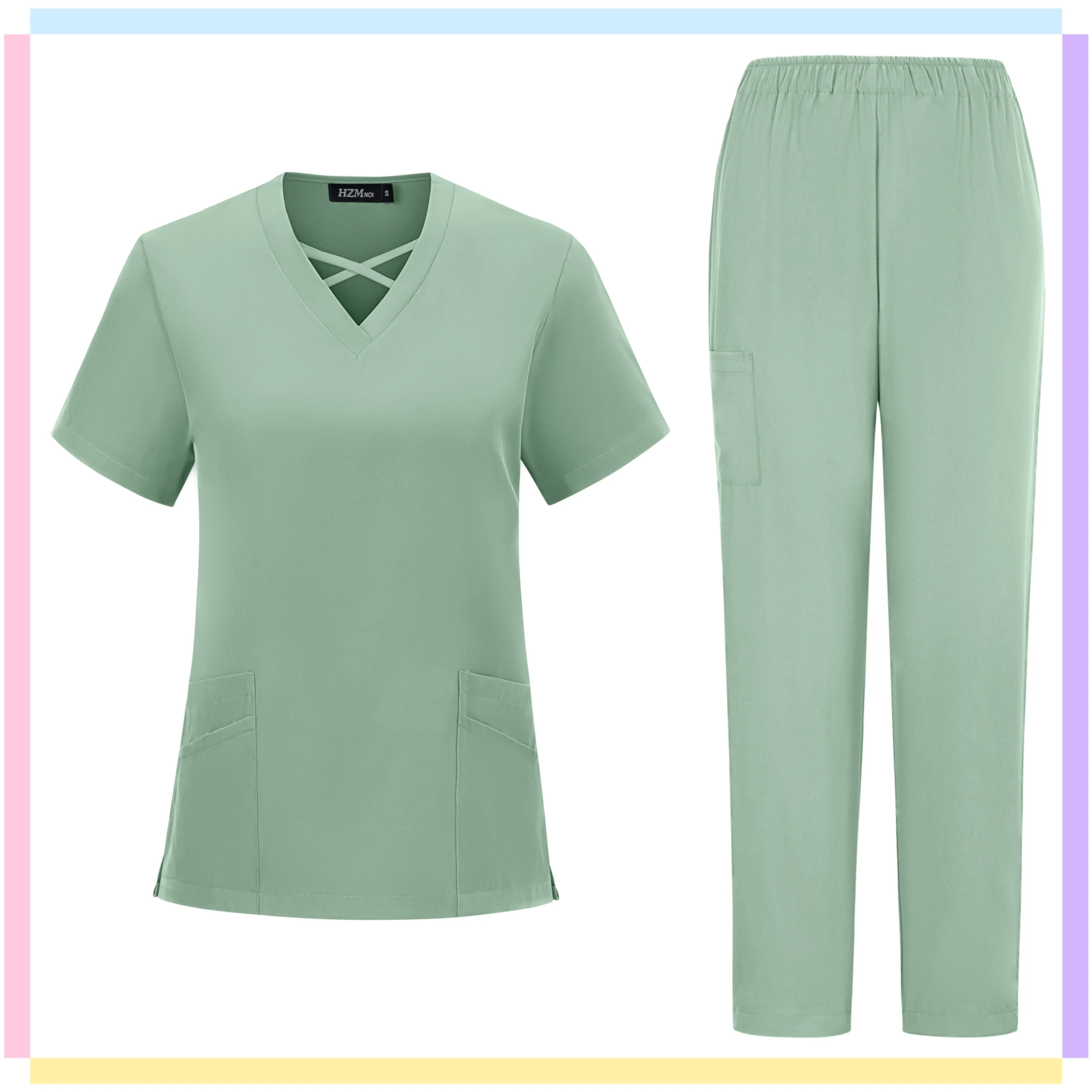 Hete Verkoop Anti Rimpel Wasbare Zachte Verpleegster Scrubs Ziekenhuis Medische Scrubs Vrouwen Verpleging Top Jogger Scrubs Uniformen Sets Werkkleding