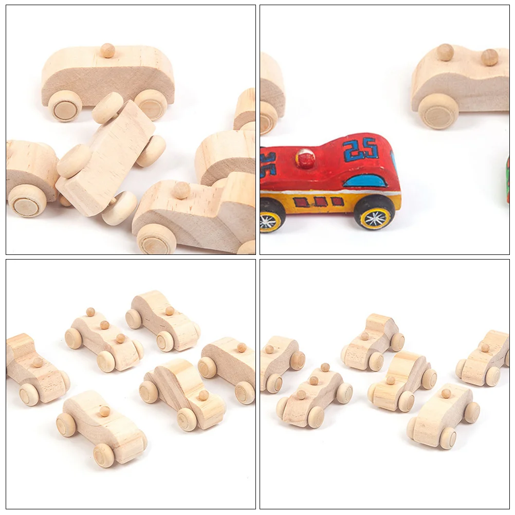 12 Pcs Car Flash DIY Graffiti Child Toddler Toys Kids Painting Wooden Crafts for