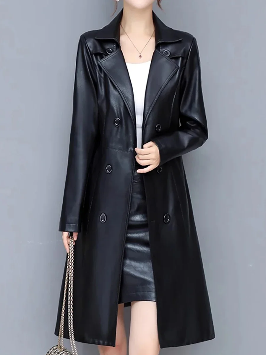 100% Genuine Leather Jacket Women Autumn Winter Clothes Temperament Mid Long Slim Natural Sheepskin Women's Coat 2023 New Top FC