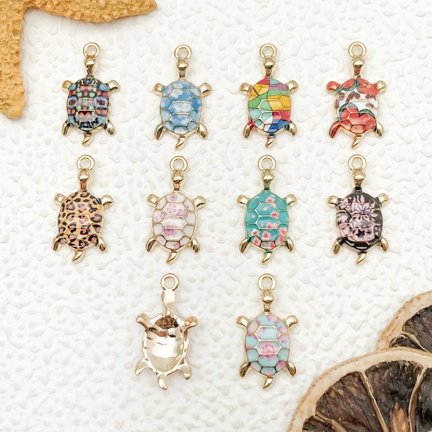 Mix 10pcs zinc alloy turtle series, DIY jewelry making craft, back to school Halloween Christmas fashion accessories