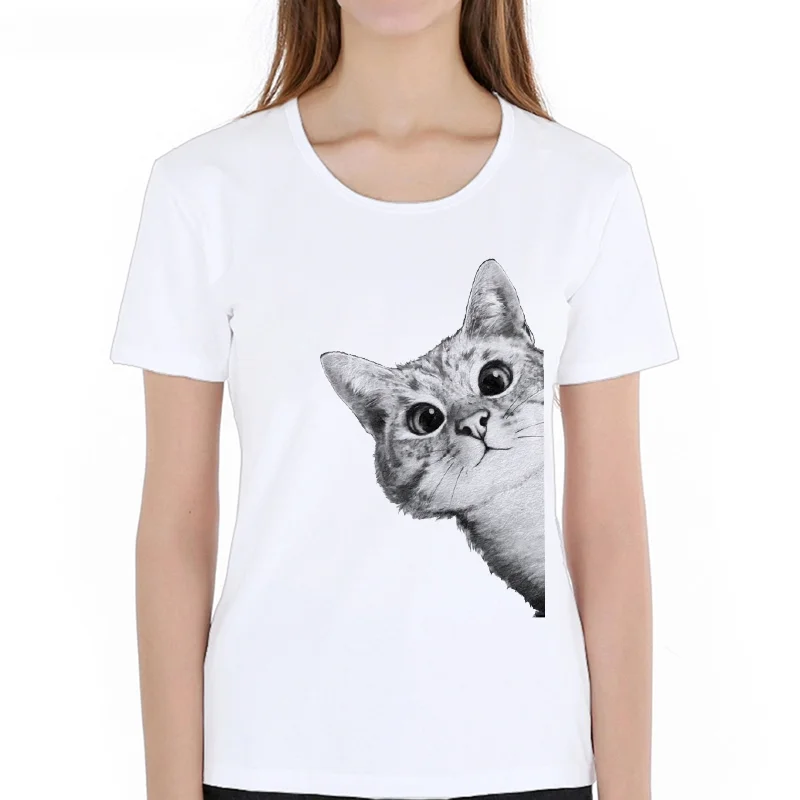 VagaryTees 2020 Cat Women T Shirt sneaky Cute Female T-shirt Casual Harajuku Tshirt Funny desgin