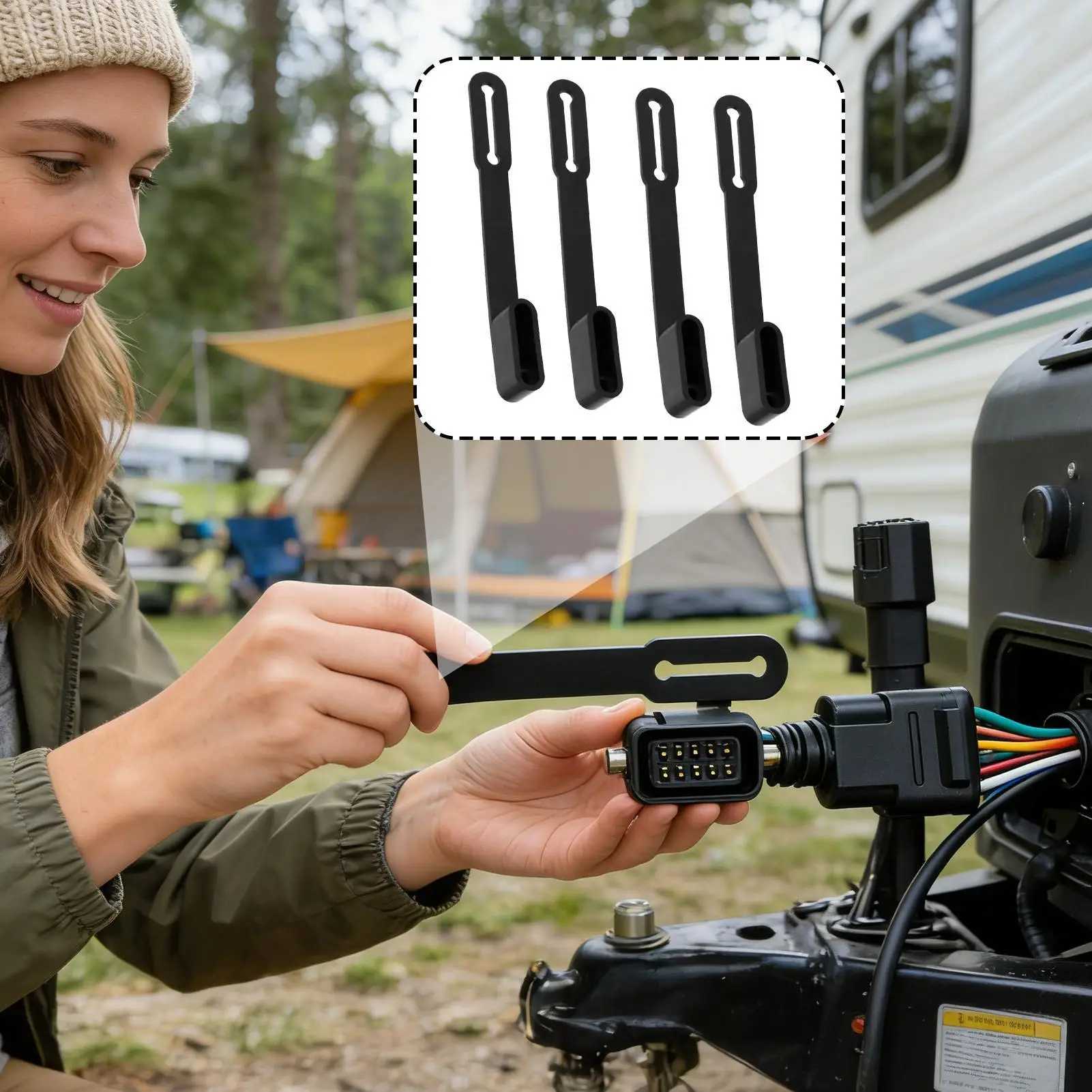 

4 Pin Trailer Connector Cover 4-Pin Flat Dust-Proof Protector 4 Pieces Vehicle Side Plug Wire Cover For Truck RV Pickup Trip