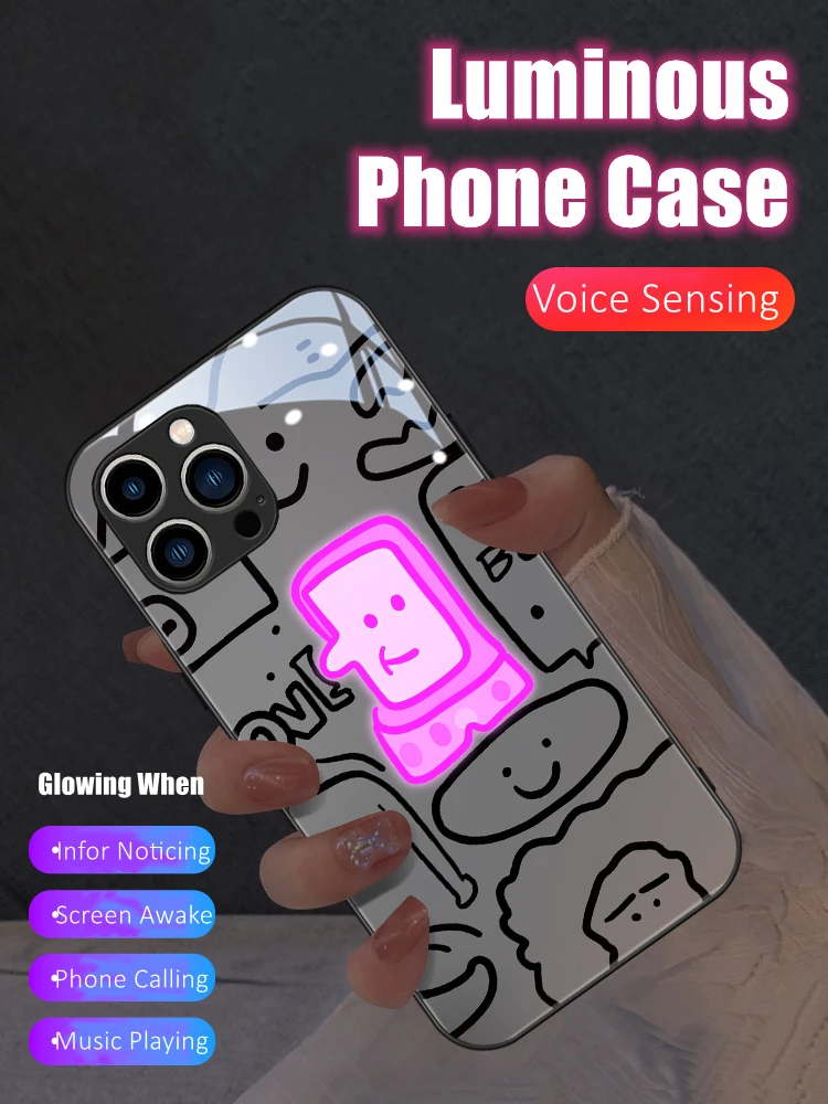 

Fashion Art Anime Special Cool Man LED Light Glowing Luminous Phone Case for iPhone 11 12 13 14 15 X Xs Xr Mini Pro Max Plus