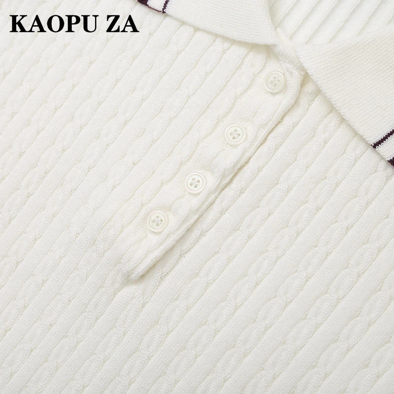 KAOPU-suéter ahuecado a la moda para mujer, Polo a rayas de manga corta, estilo Preppy, novedad de primavera y verano, 2024