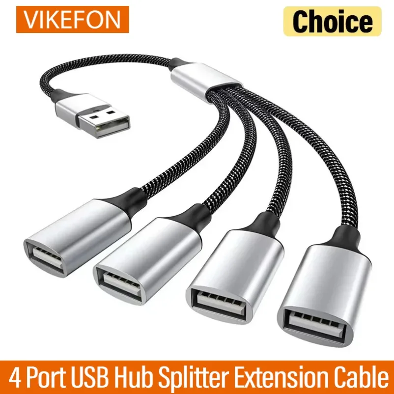 4 Port USB Cable Splitter Hub OTG Multi Expander Docking Fast Charging Power Adapter Hub For Computer Notebook Android IOS Phone