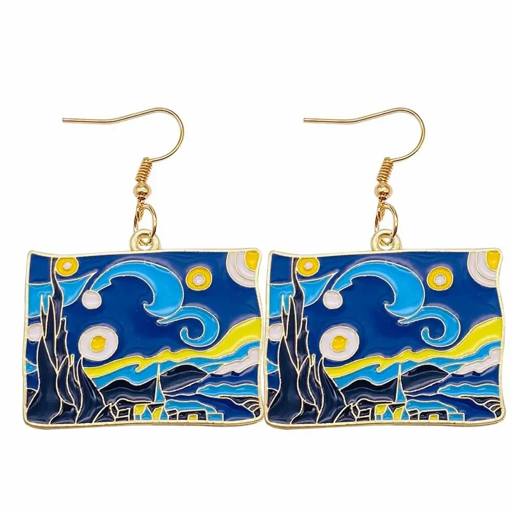 Camping Earrings for Women Animal Forest Moon House Outdoor Camping Travel Alloy Dropping Oil Pendant Earrings Jewelry