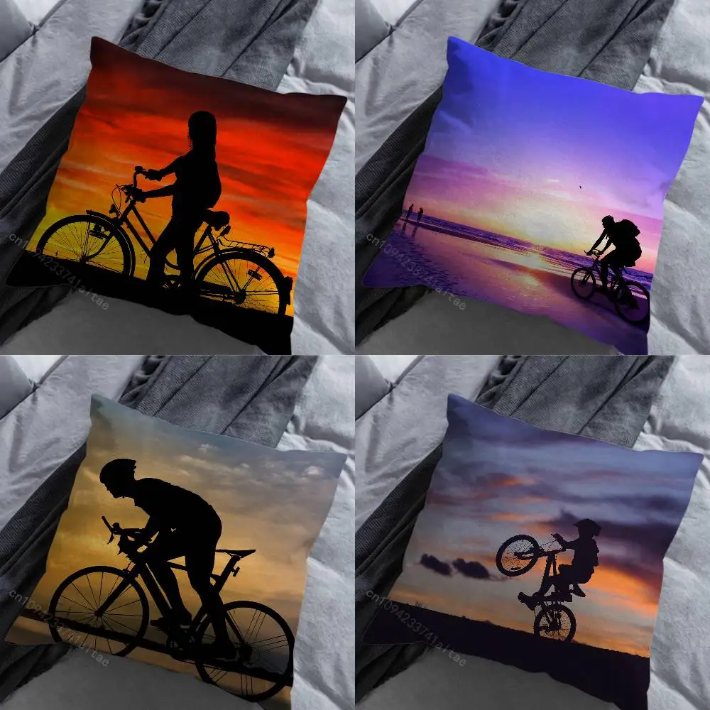 

Leisure Art Sunset Cycling Pillow Case For 30x30cm,45x45cm,55x55cm, For Home Bedroom Decoration And Protector