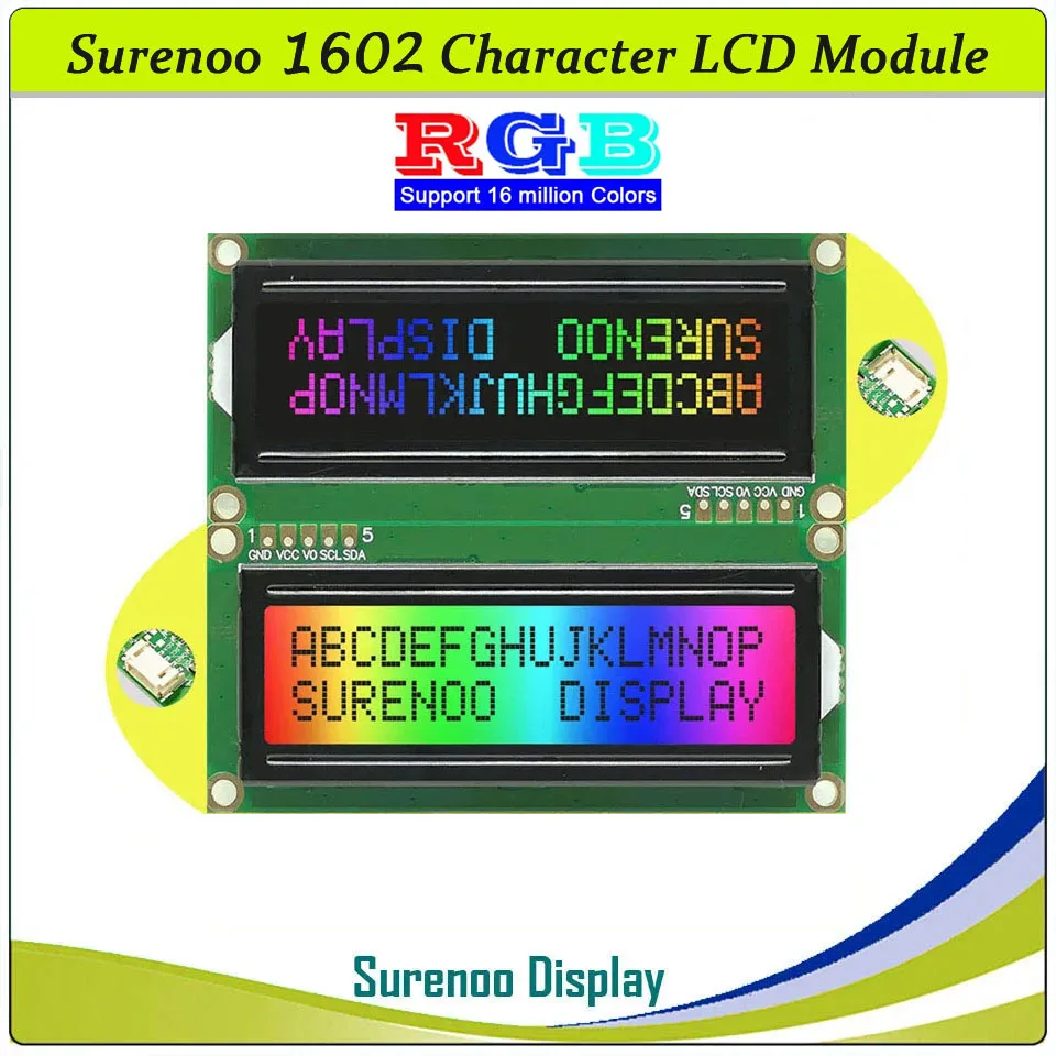 Grove 162 16X2 1602 3.3-5V Serial IIC I2C FSTN Positive Negative Character LCD Module Display Screen LCM Panel W/ RGB Backlight