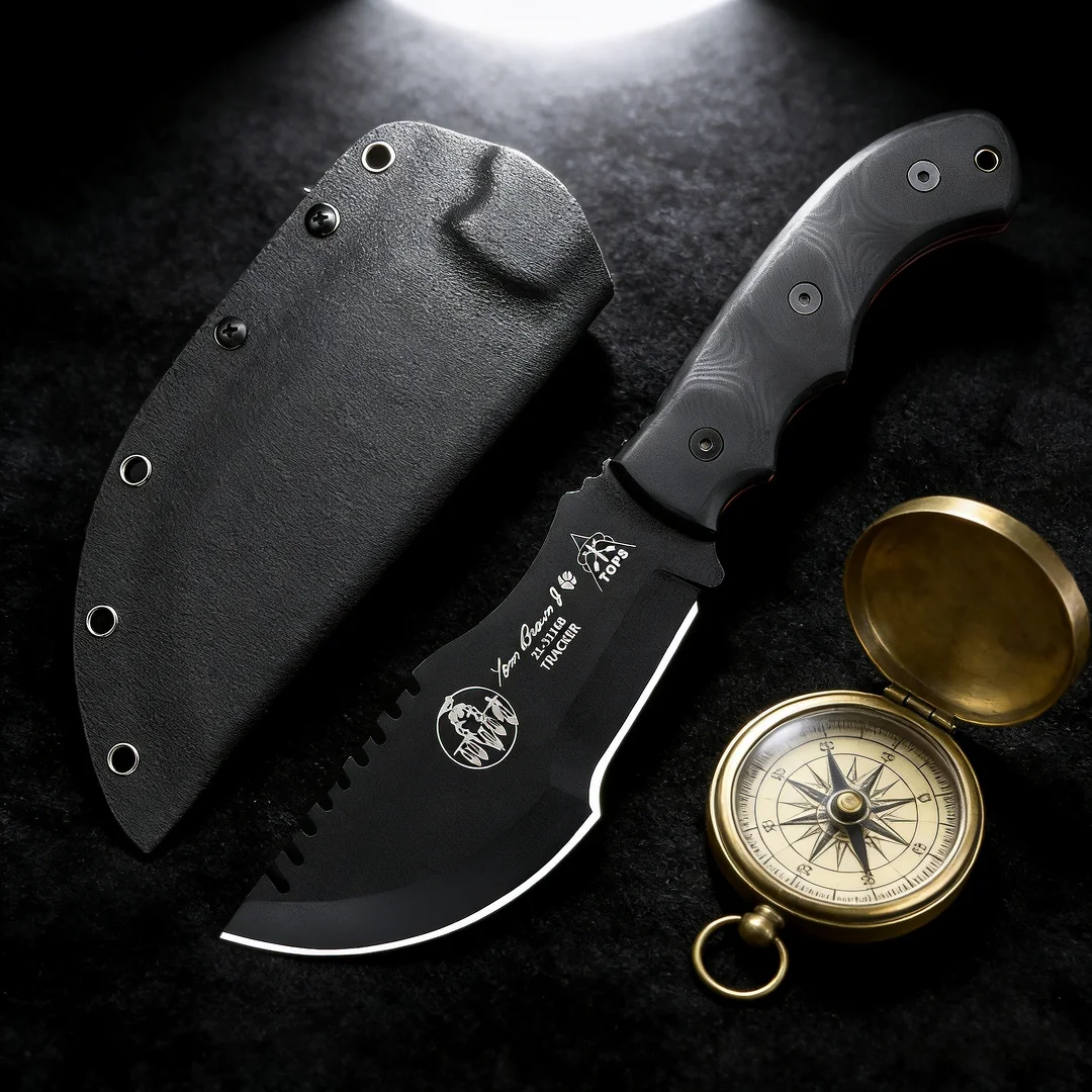 2026 new TOPS Tracker - Jungle Rescue Knife for the Outdoors, 1095 high-carbon steel, Micta handle, camping emergency knife